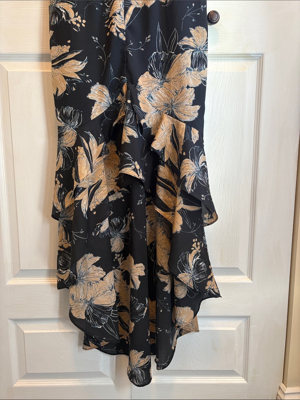 Lulu's Black Maxi Dress with Gold Floral Print - Picture 3 of 8